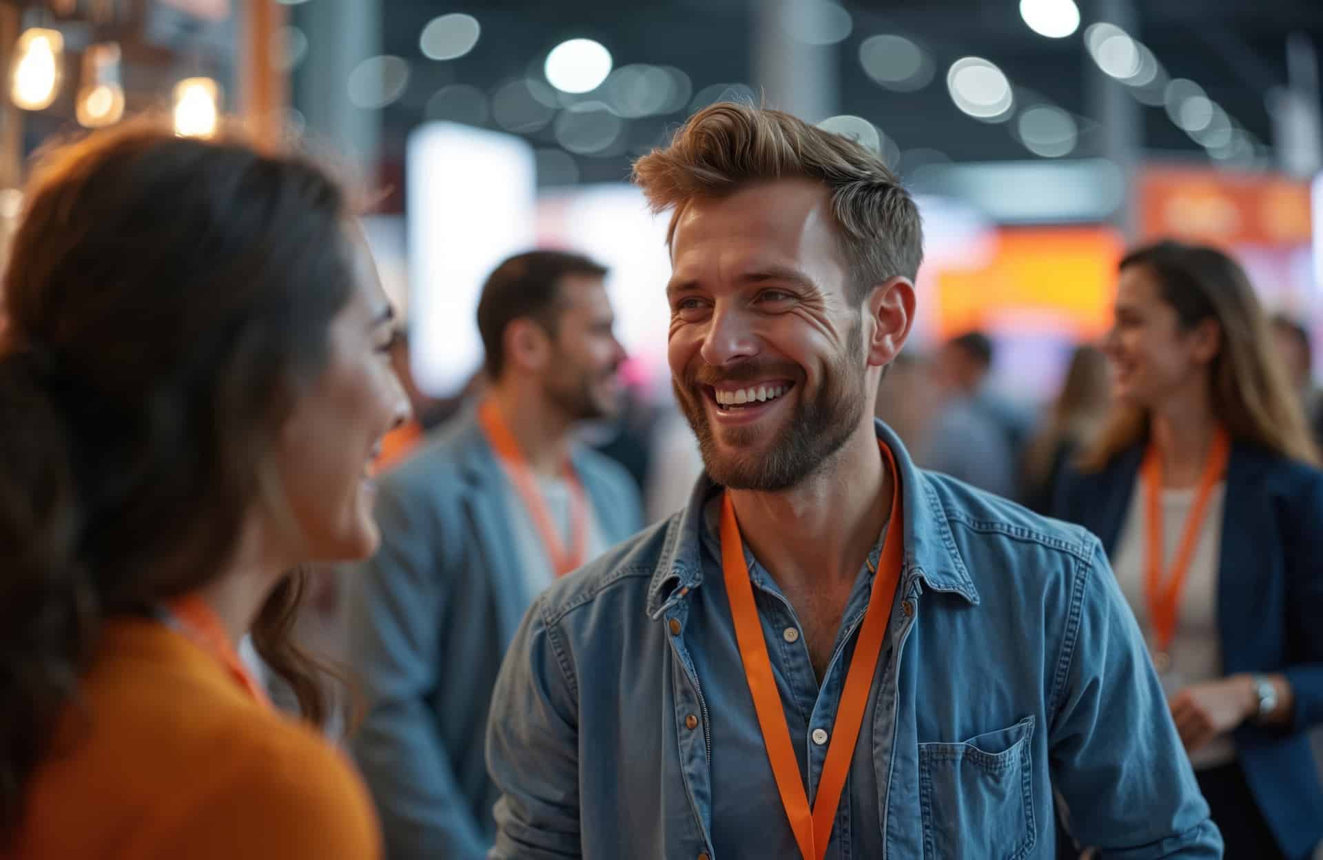 Gespräch am Traverse-Messestand auf Fitnessmesse