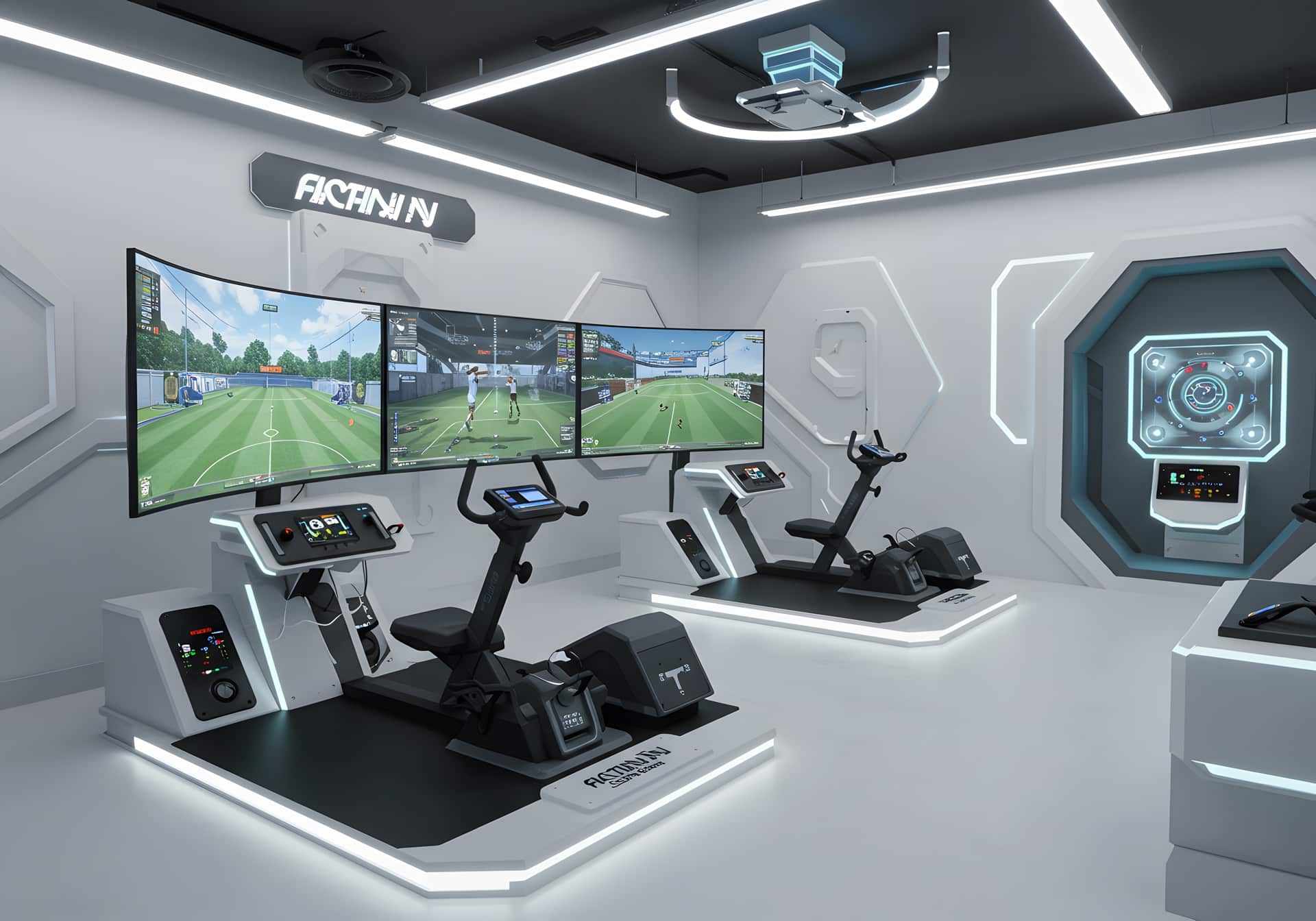 Virtuelle Fitnessgeräte mit Bildschirmen und Software | MTP