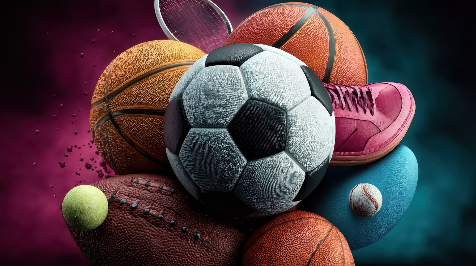 Verschiedene Sportarten Bälle und Schläger | Pokal